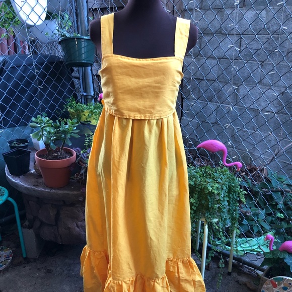 Vero Moda Cut Out Maxi Dress Yellow Medium NWT - Picture 4 of 8